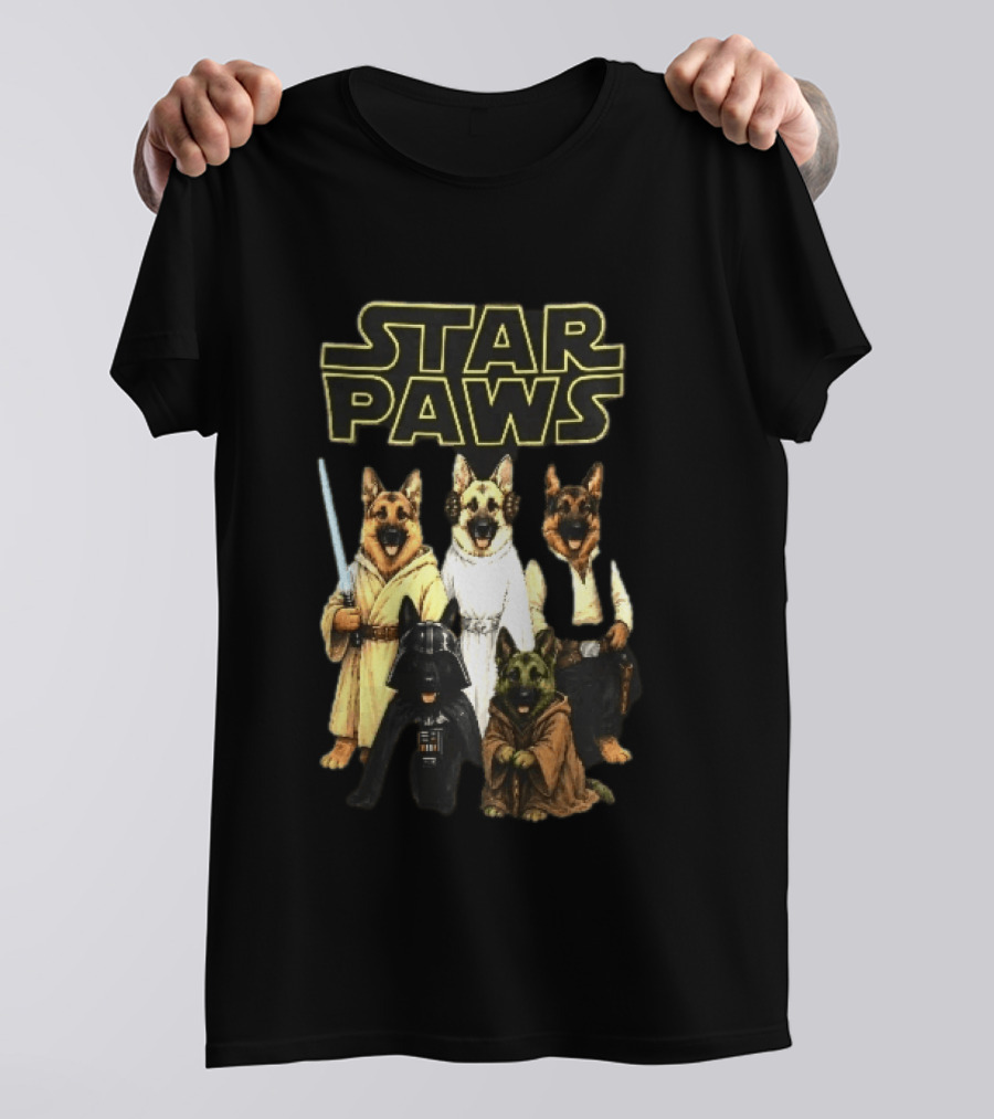 Star Paws German Shepherd Dogs In Space Costumes With Lightsaber T-Shirt