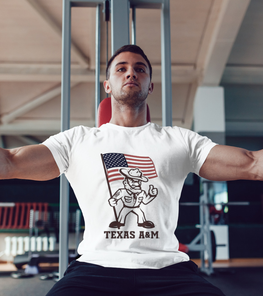 Awesome The Ol' Sarge Collection Texas A&M Maroon USA Flag T-Shirt