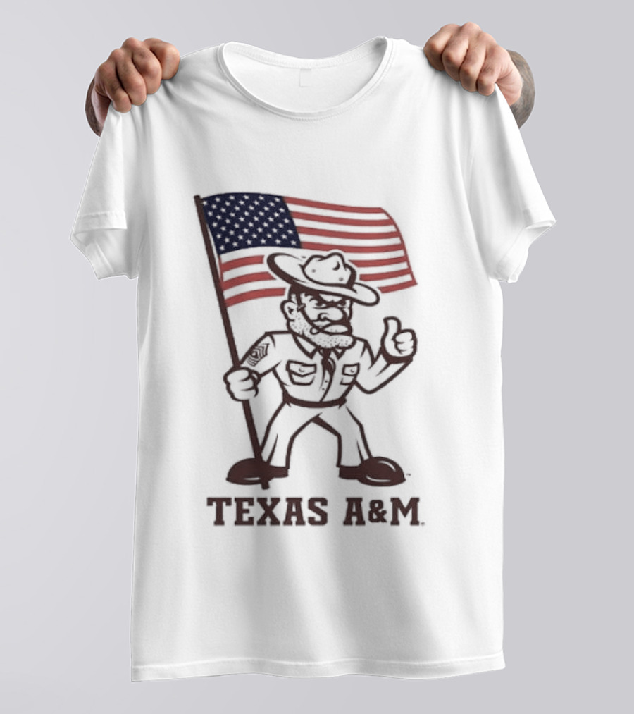Awesome The Ol' Sarge Collection Texas A&M Maroon USA Flag T-Shirt