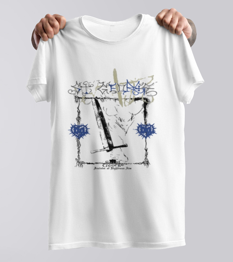 Bladee Martyr St. George Enhanced Print Skull Swords Roses T-Shirt
