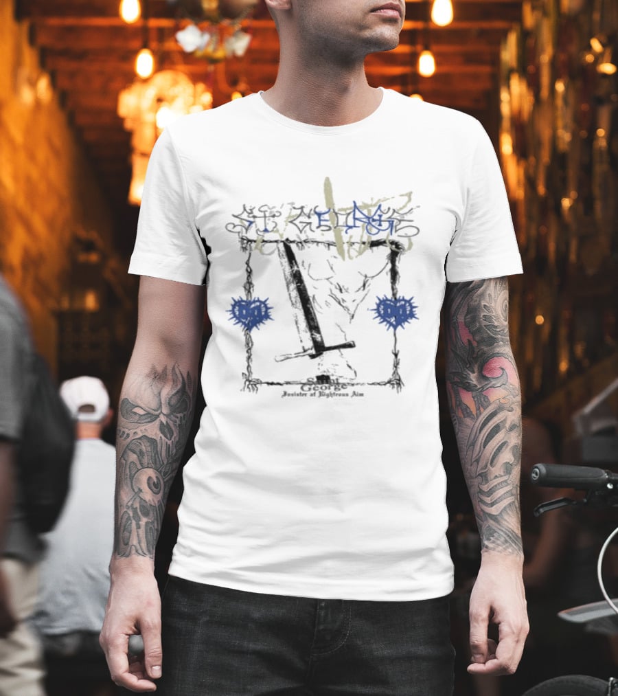 Bladee Martyr St. George Enhanced Print Skull Swords Roses T-Shirt