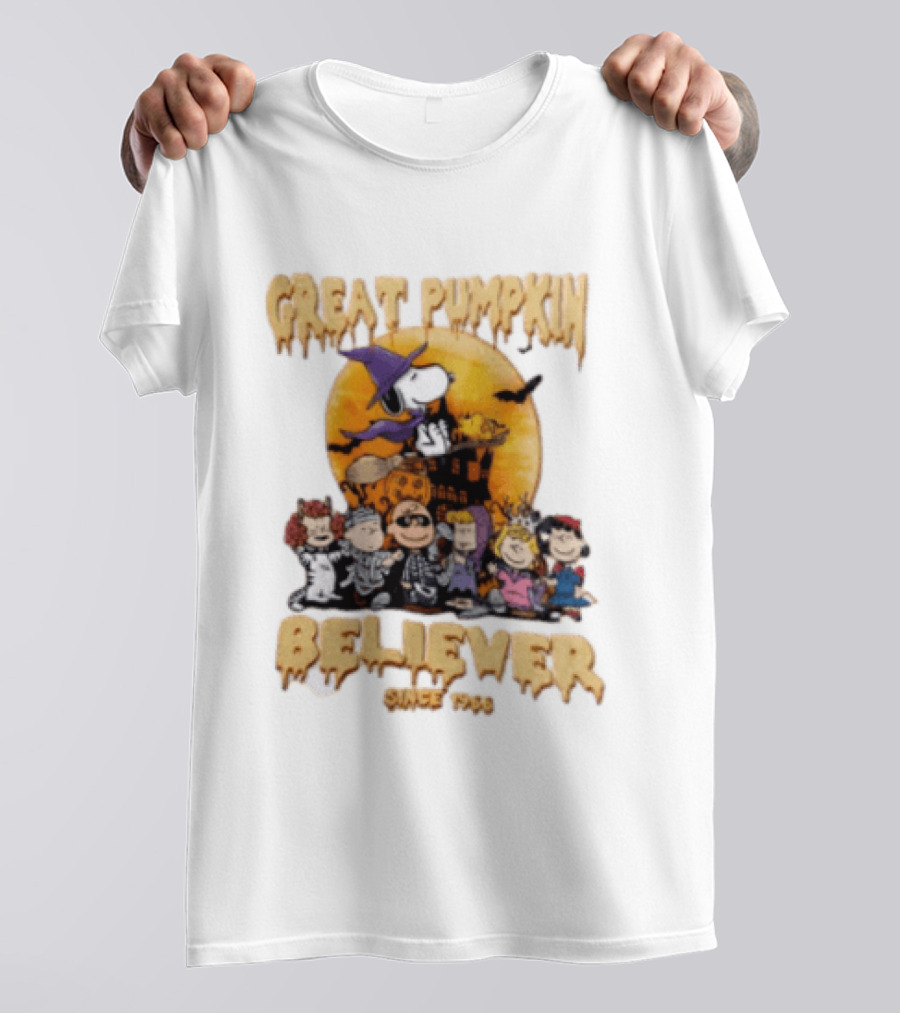 Great Pumpkin Believer Since 1966 Peanuts Halloween Snoopy Woodstock Charlie Brown Linus Sally Lucy Iconic Cartoon T-Shirt