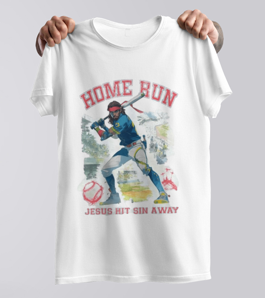 Home Run Jesus Hit Sin Away Baseball Faithful Player T-Shirt