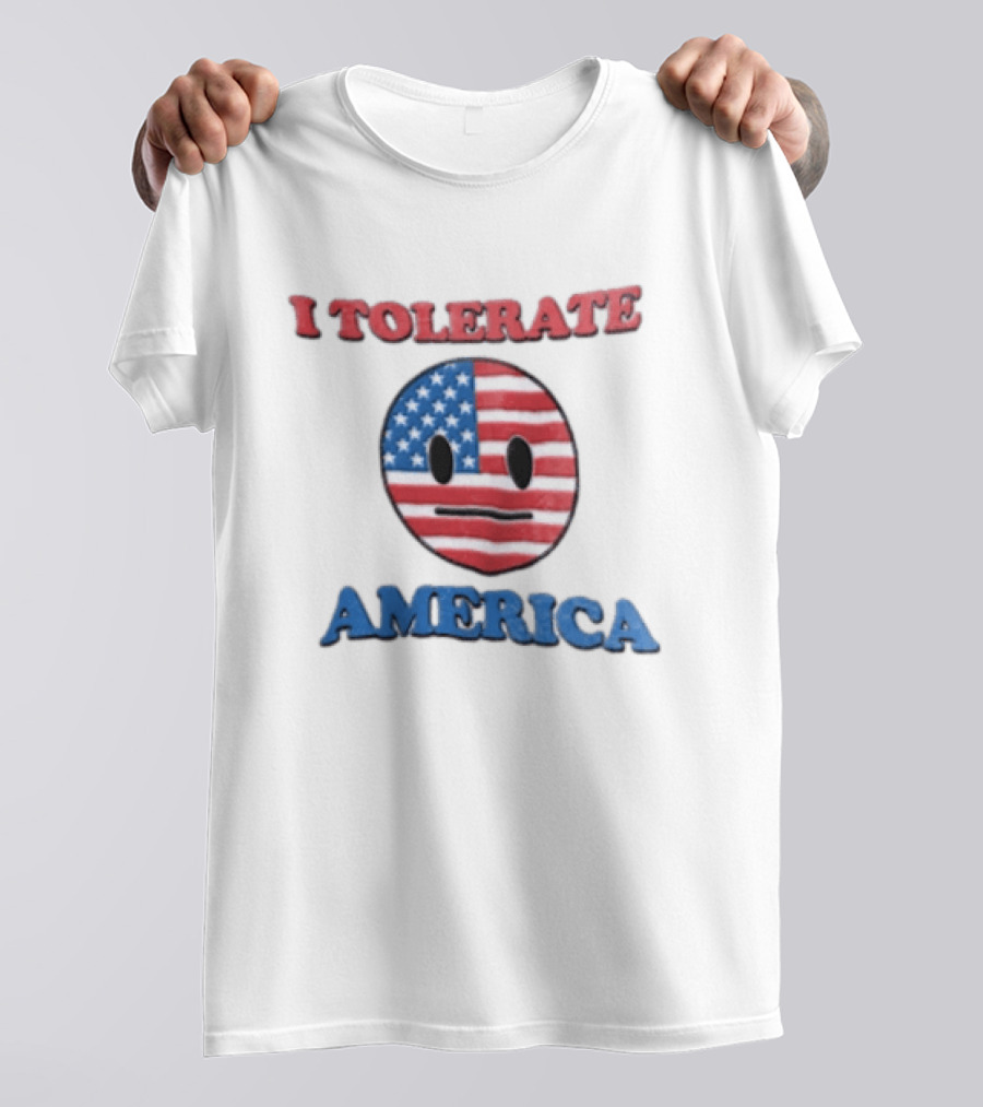 I Tolerate America USA Flag Emoji Face T-Shirt