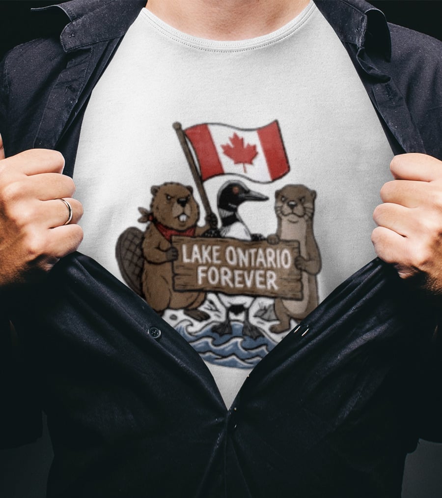 Lake Ontario Forever Canadian Flag Beaver Goose Otter T-Shirt