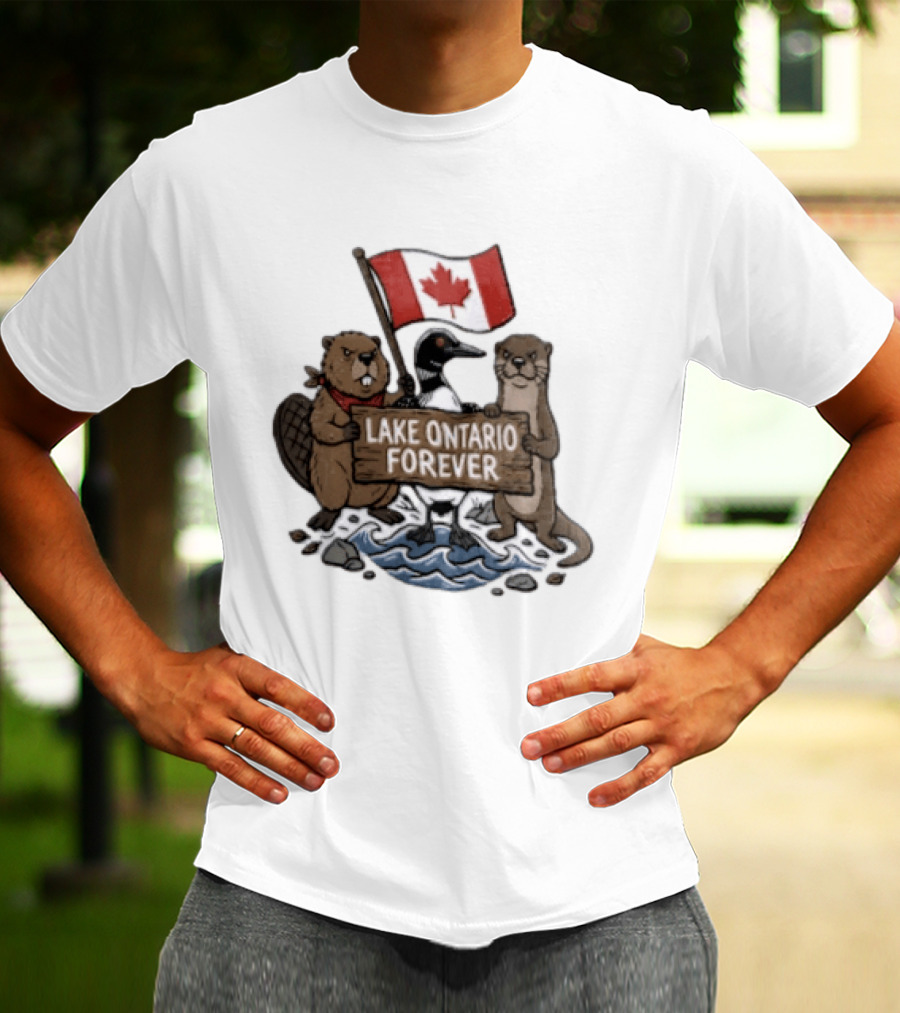 Lake Ontario Forever Canadian Flag Beaver Goose Otter T-Shirt