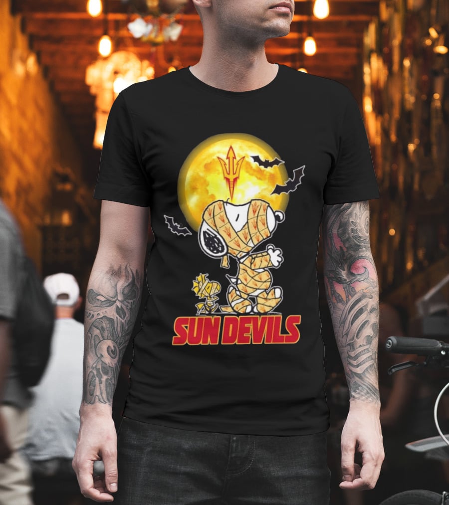 Arizona State Sun Devils Snoopy Woodstock Cosplay Mummy Halloween T-Shirt