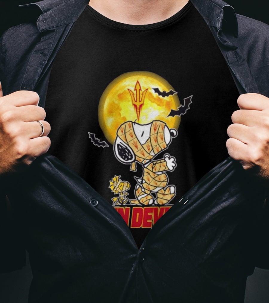 Arizona State Sun Devils Snoopy Woodstock Cosplay Mummy Halloween T-Shirt