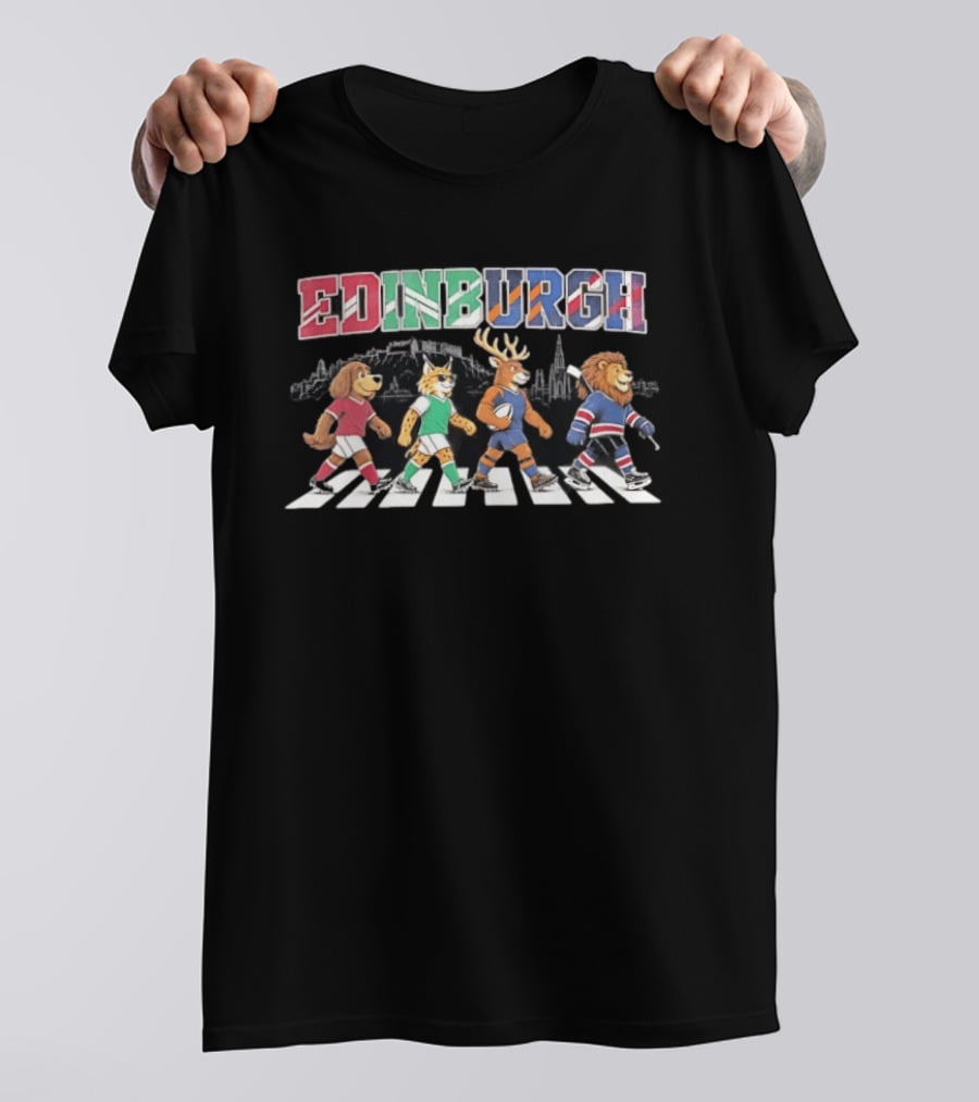 Edinburgh Animal Sports Crossing Abbey Road Football Rugby Hockey T-Shirt