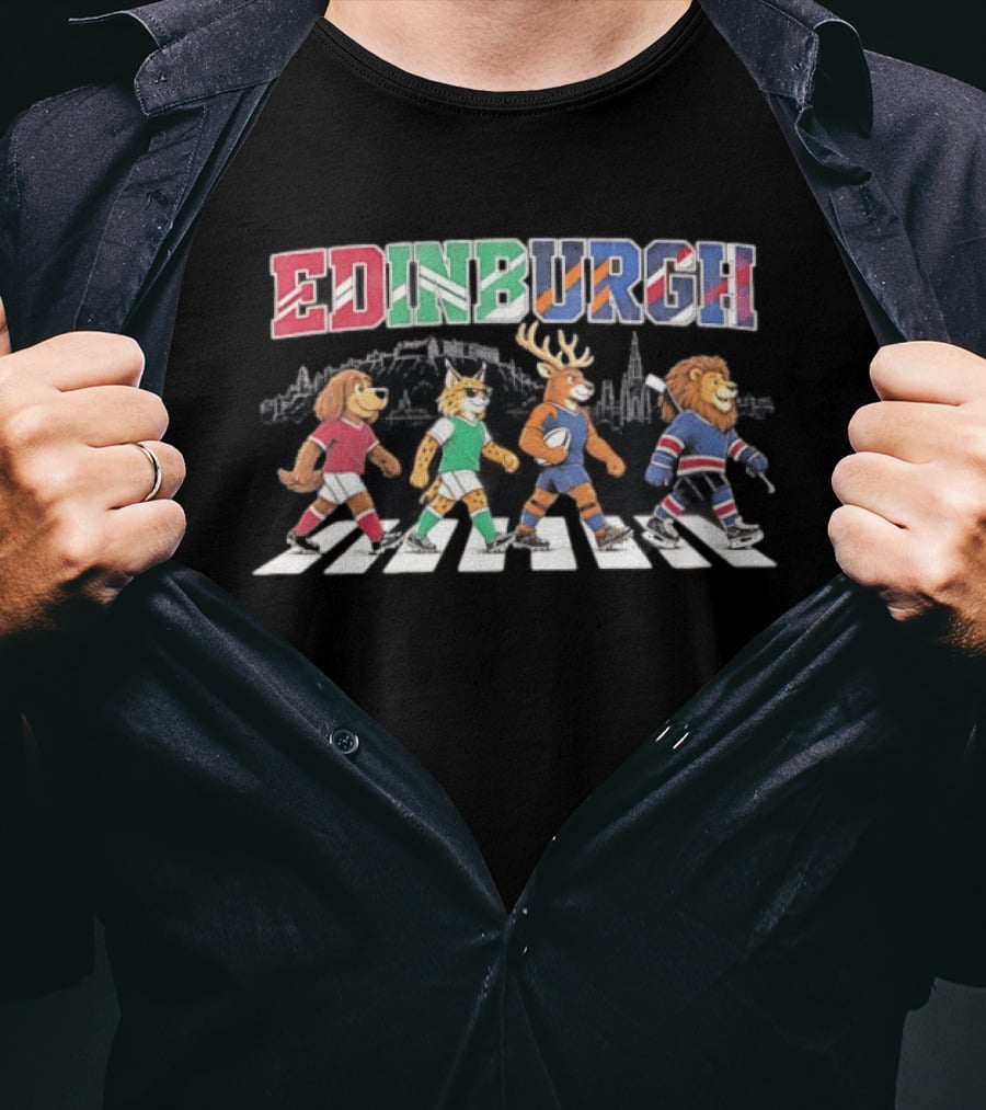Edinburgh Animal Sports Crossing Abbey Road Football Rugby Hockey T-Shirt