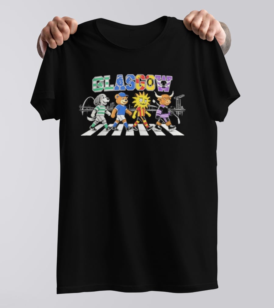 Glasgow Animals Crossing Iconic Abbey Road Rugby Football Soccer T-Shirt