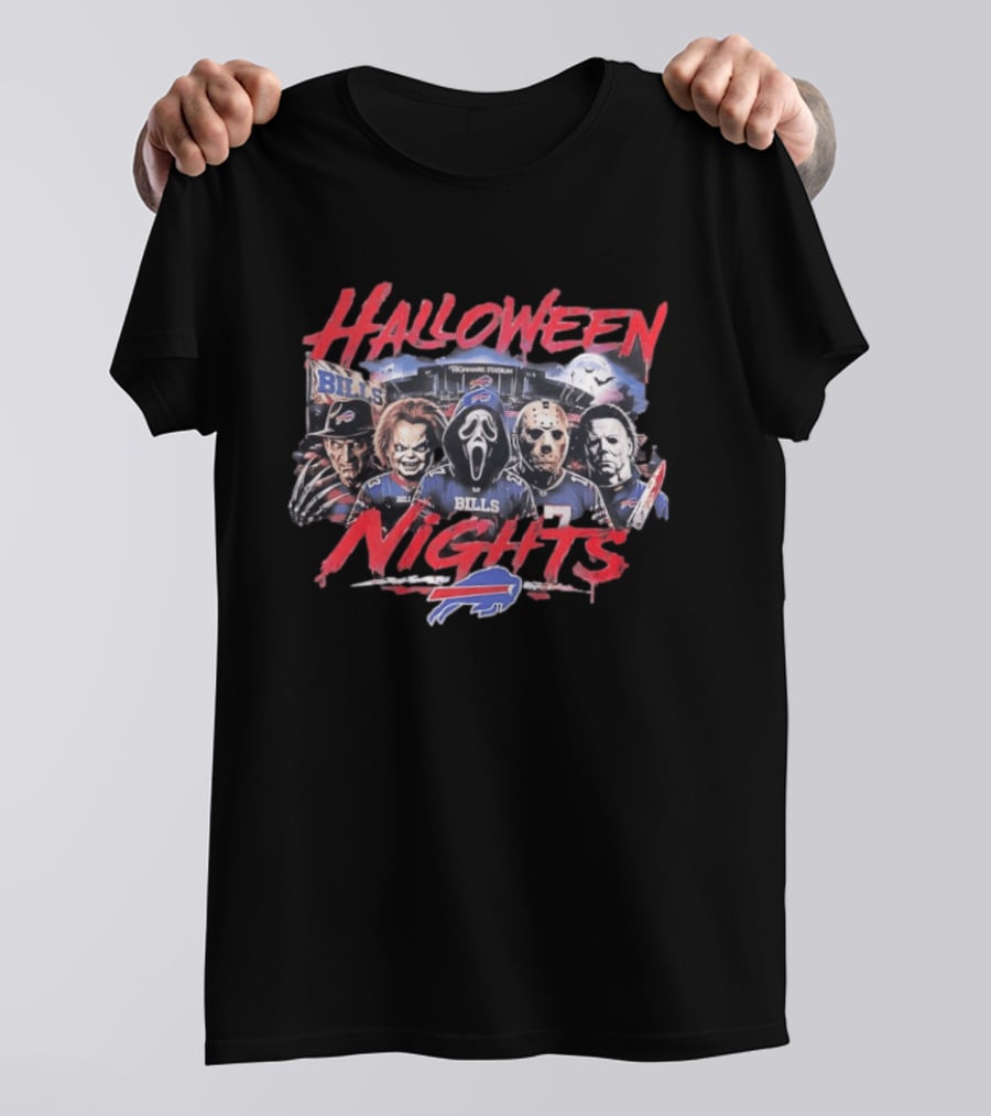Buffalo Bills Halloween Nights Classic Horror Characters 2026 T-Shirt