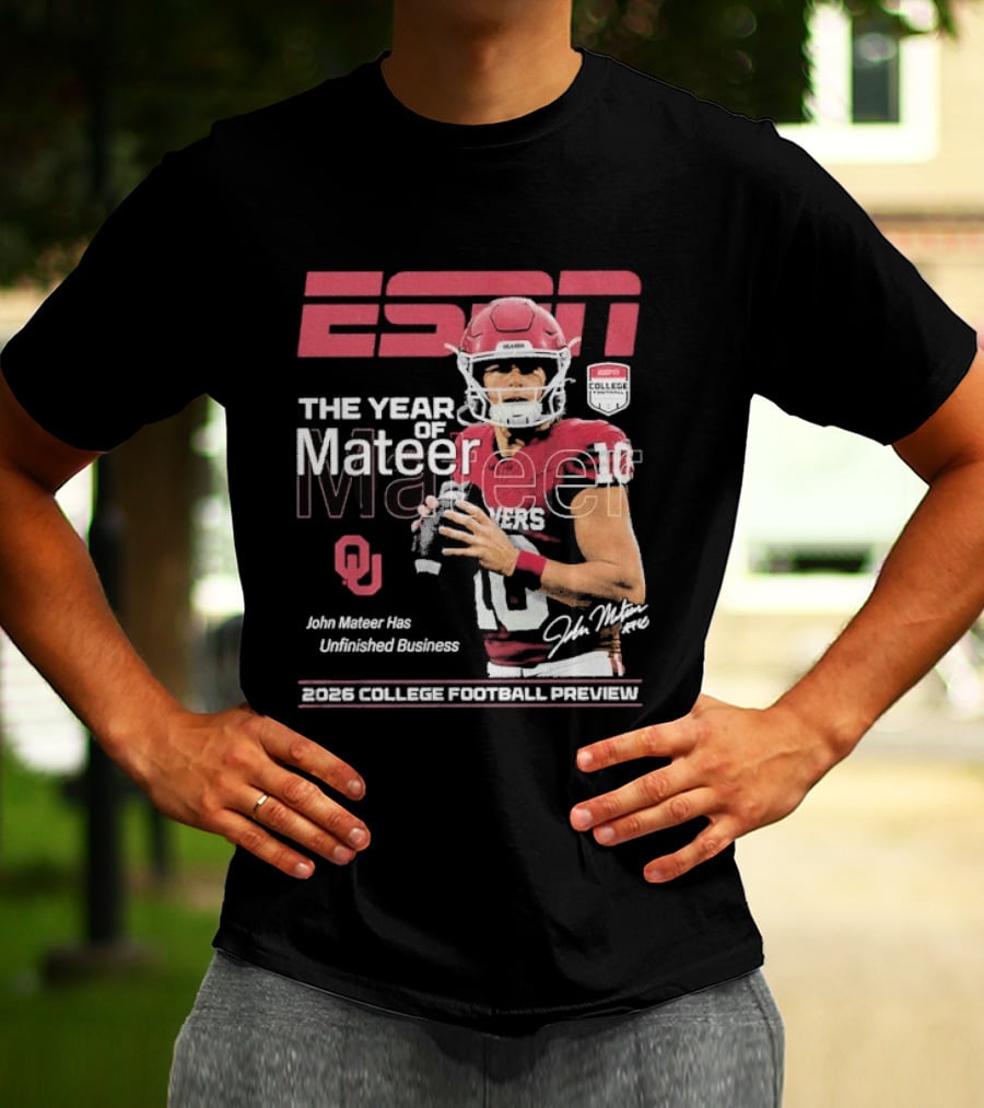 ESPN The Year Of Mateer 2026 College Football Preview John Mateer Has Unfinished Business T-Shirt
