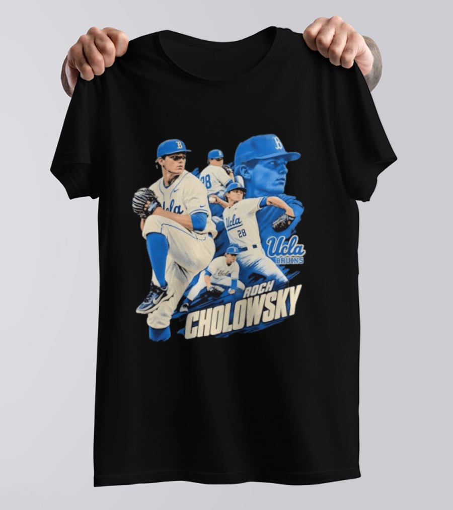 UCLA Bruins Roch Cholowsky 2026 Player Collage Baseball Pitcher Collection T-Shirt