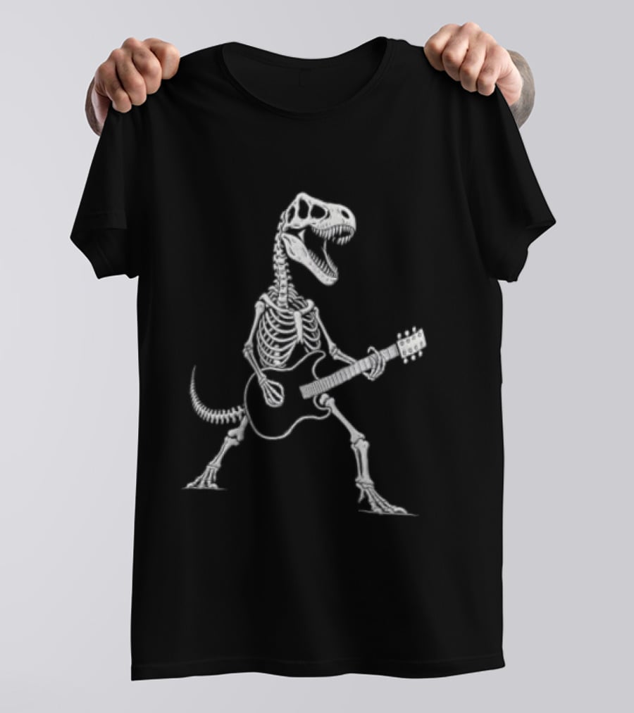 Tyrannosaurus Rex Skeleton Jamming With Electric Guitar T-Shirt