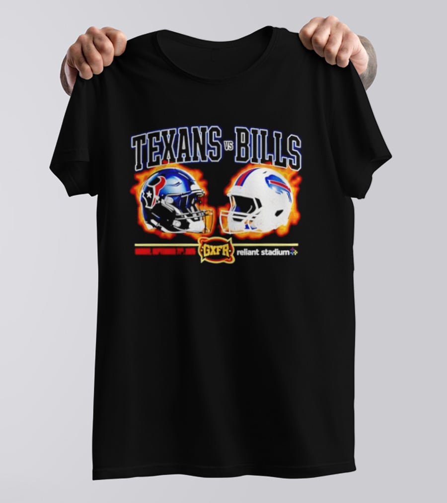 Texans Vs Bills Sunday September 13th 2026 Reliant Stadium Helmet Showdown T-Shirt