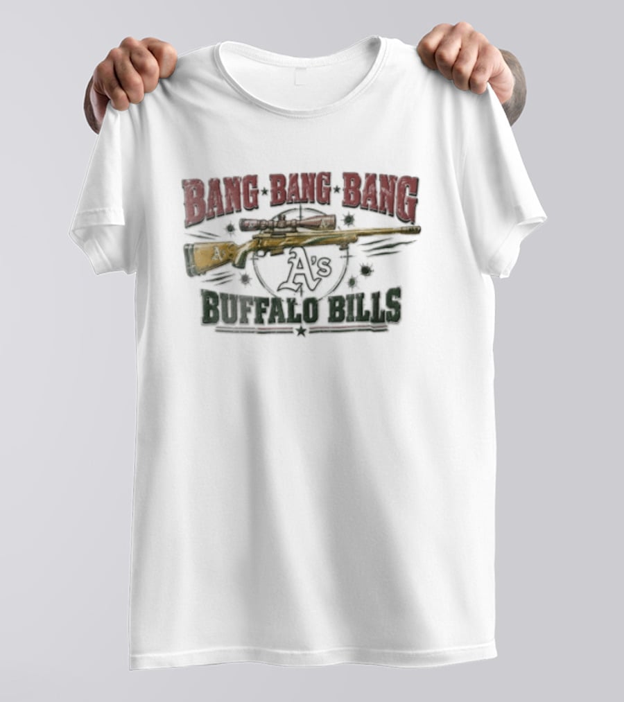 Buffalo Bills Bang Distressed Sniper Rifle Target Bullet Holes As T-Shirt