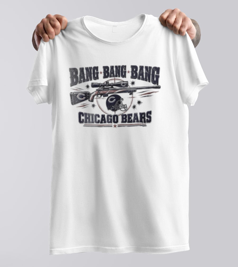 Chicago Bears Bang Bang Bang Sniper Rifle Football Helmet Target T-Shirt
