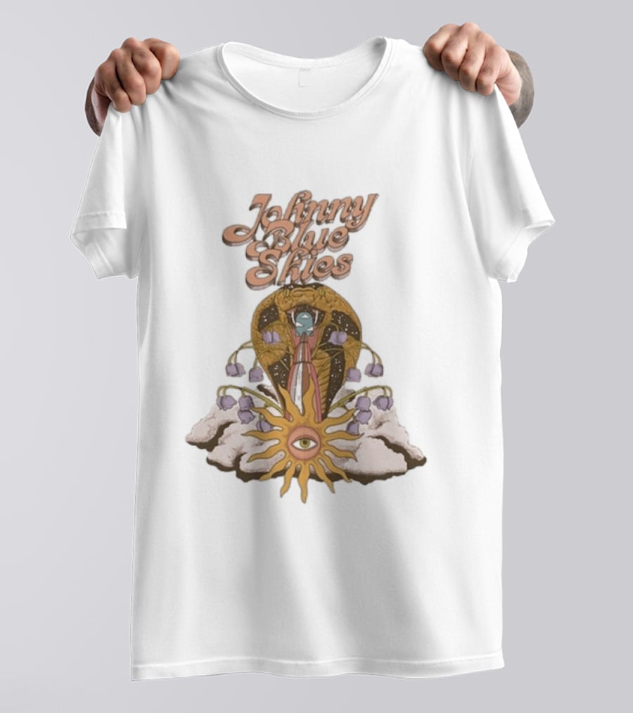Johnny Blue Skies Snake Vintage Psychedelic Sunflower And Clouds T-Shirt