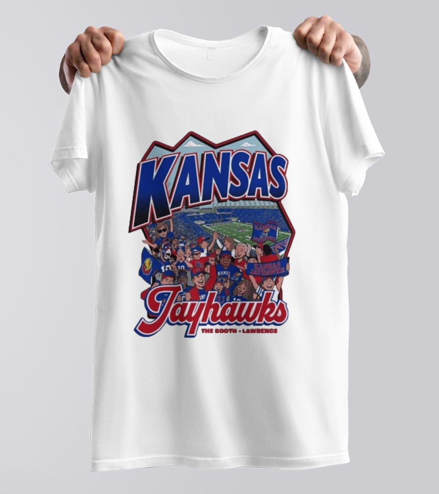Kansas Jayhawks The Booth Lawrence Kansas Memorial Stadium Game Day Crowd T-Shirt