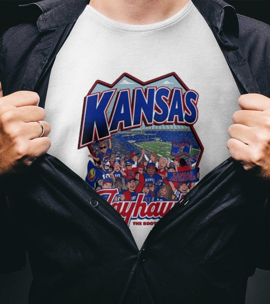 Kansas Jayhawks The Booth Lawrence Kansas Memorial Stadium Game Day Crowd T-Shirt