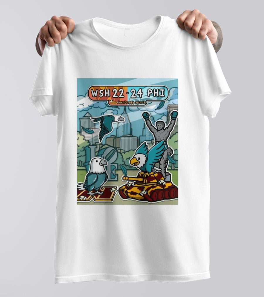 CornDoggy Sports WSH 22 24 PHI Washington Vs Philadelphia Eagles And Tank Scene T-Shirt