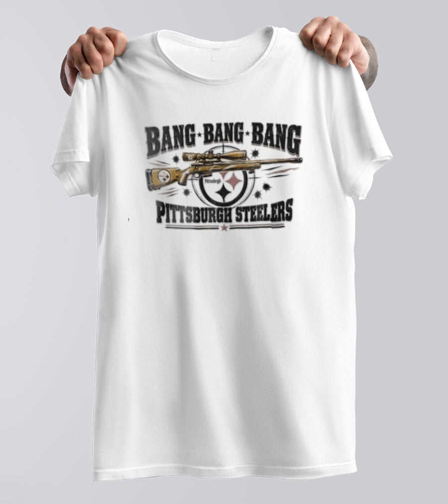 Bang Bang Bang Pittsburgh Steelers Sniper Rifle Target T-Shirt