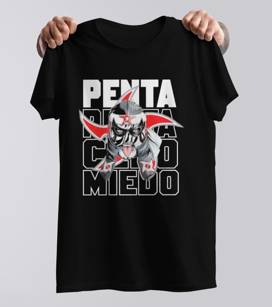 Penta Lucha Libre Cero Miedo Bold Text Red White T-Shirt