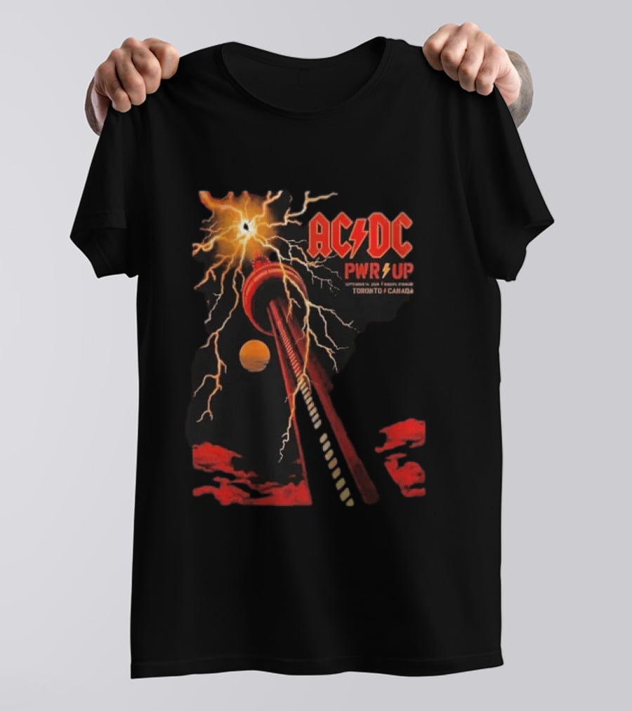 ACDC PWR UP Tour Toronto Canada Event September 16 2026 Rogers Stadium Thunderstruck CN Tower T-Shirt