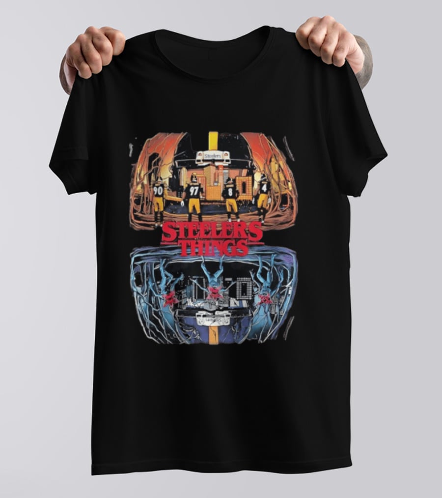 Pittsburgh Steelers Halloween Upside Down Stranger Things T-Shirt