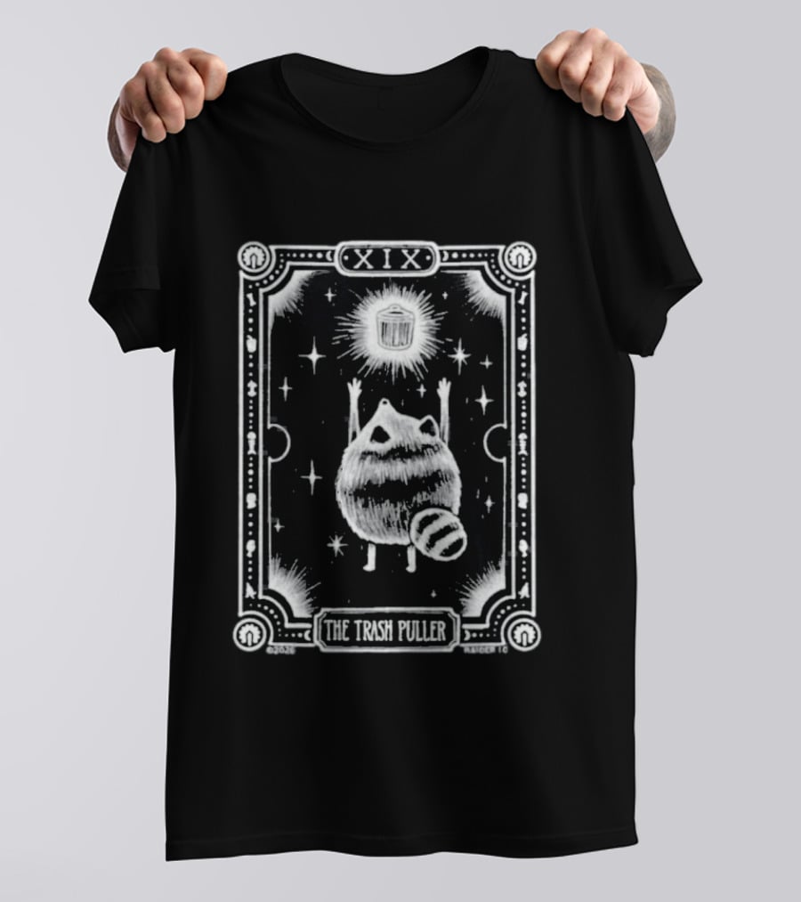 Raider.Io Jimothy XIX The Trash Puller Raccoon Tarot Card T-Shirt