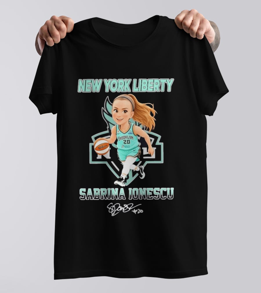 New York Liberty Sabrina Ionescu Brooklyn No 20 Chibi Basketball T-Shirt