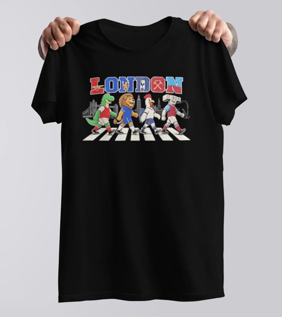 London Abbey Road Football Mascots Spurs Arsenal Chelsea West Ham T-Shirt