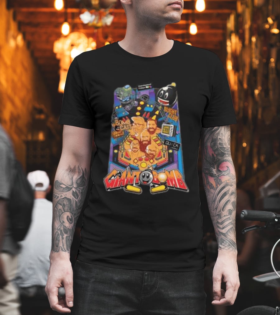 Giant Bomb Pinball Blight Club Quick Looks Bomb Cabinet Retro Arcade T-Shirt