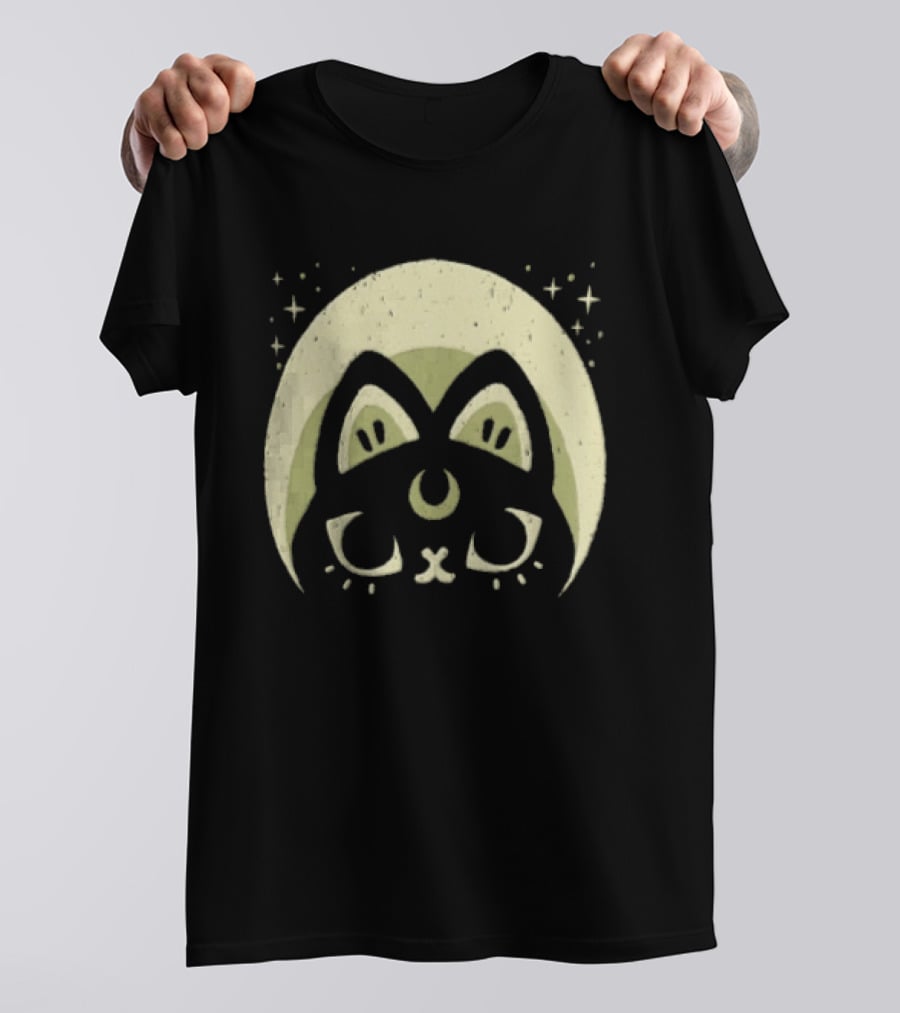 Half Moon Witchy Cat Lunar Magic Mystic Feline T-Shirt