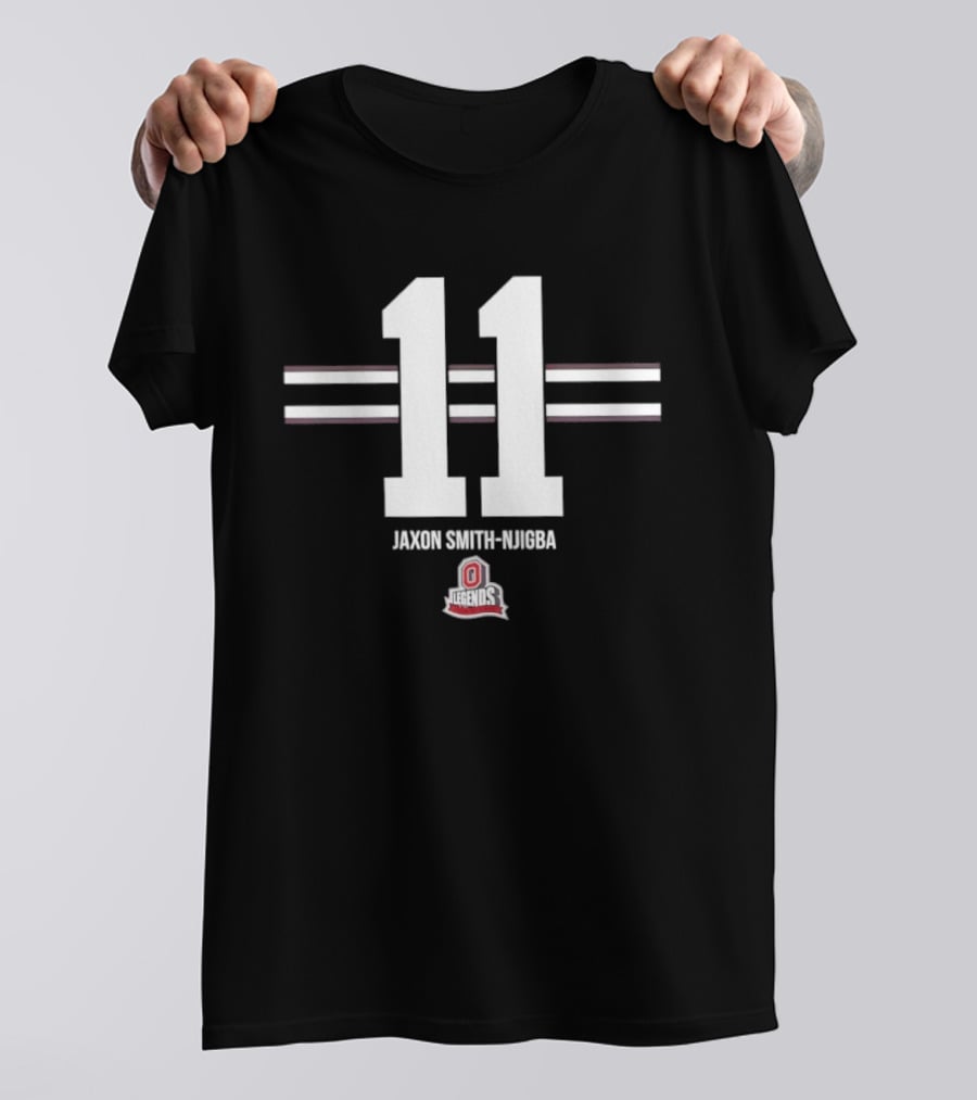Ohio State Buckeyes Jaxon Smith Njigba 11 Stripe Football T-Shirt