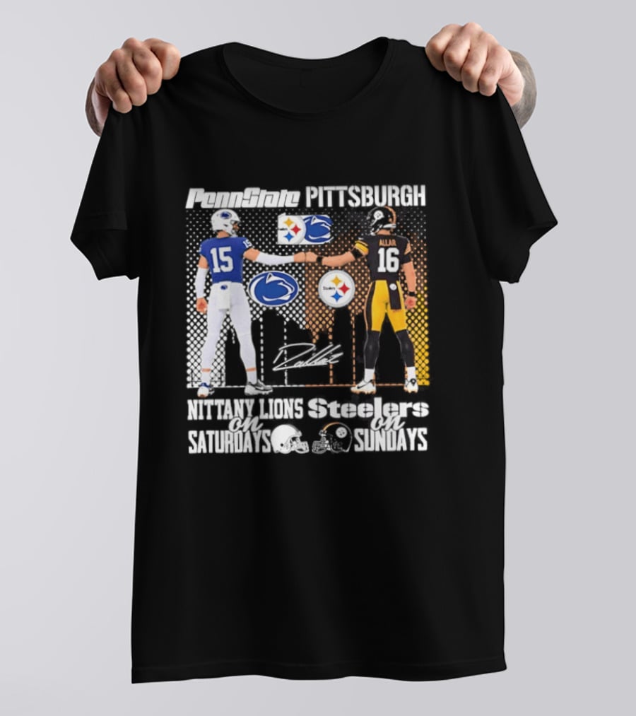 Penn State Nittany Lions Saturdays Pittsburgh Steelers Sundays Skyline Football Rivalry T-Shirt