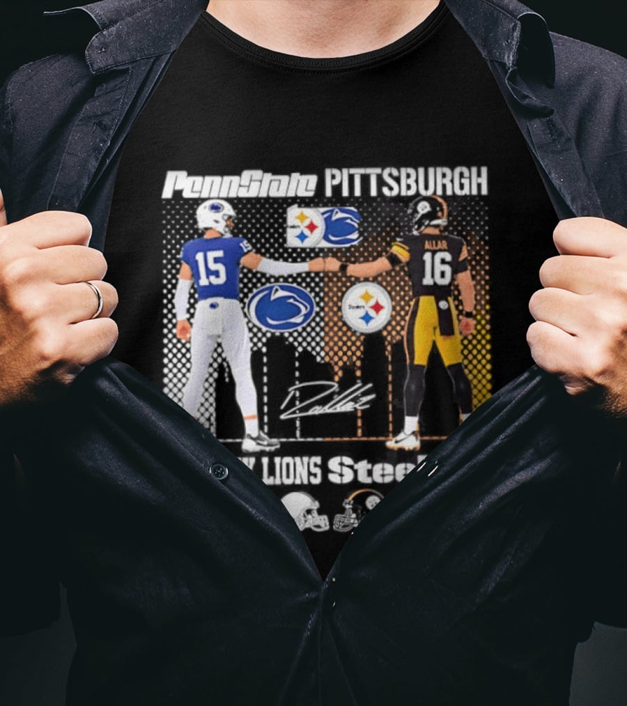 Penn State Nittany Lions Saturdays Pittsburgh Steelers Sundays Skyline Football Rivalry T-Shirt