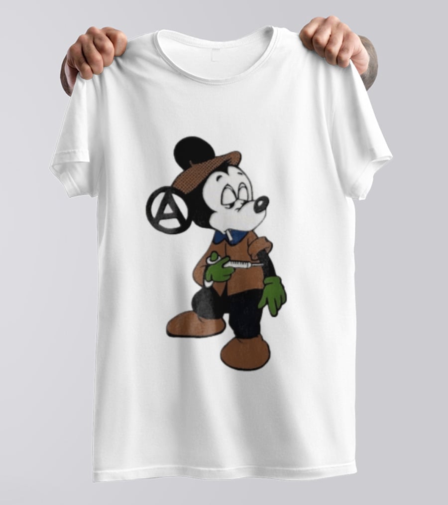 Bootleg Halftone Cartoon Mouse Anarchy Syringe T-Shirt