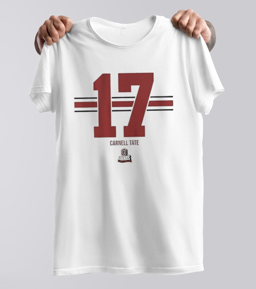 Ohio State Buckeyes Carnell Tate 17 Stripe Football T-Shirt