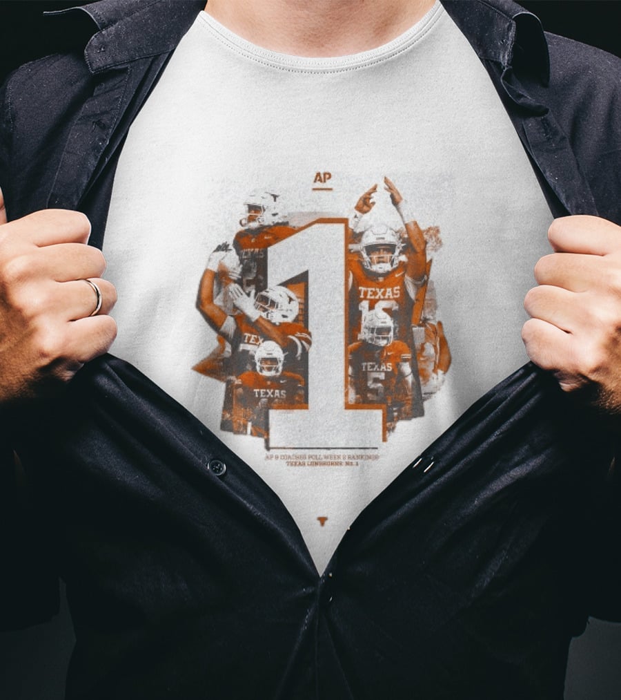 Texas Longhorns AP Coaches Poll Week 2 Rankings Number 1 T-Shirt