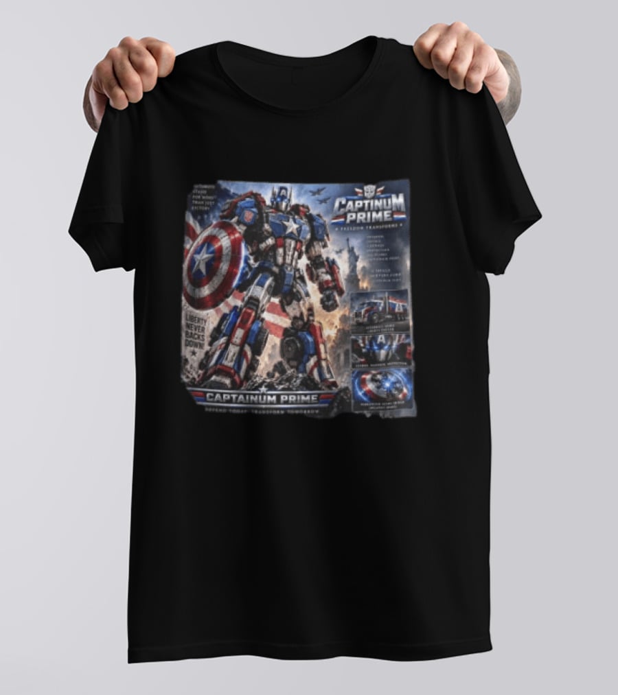 Captainum Prime Freedom Transforms Liberty Never Backs Down Transform Tomorrow T-Shirt