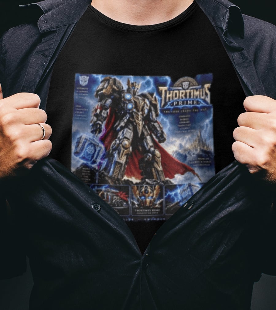 Thortimus Prime Thunder Ceases The War Autobots Hybrid Robot Thor With Hammer Movie T-Shirt
