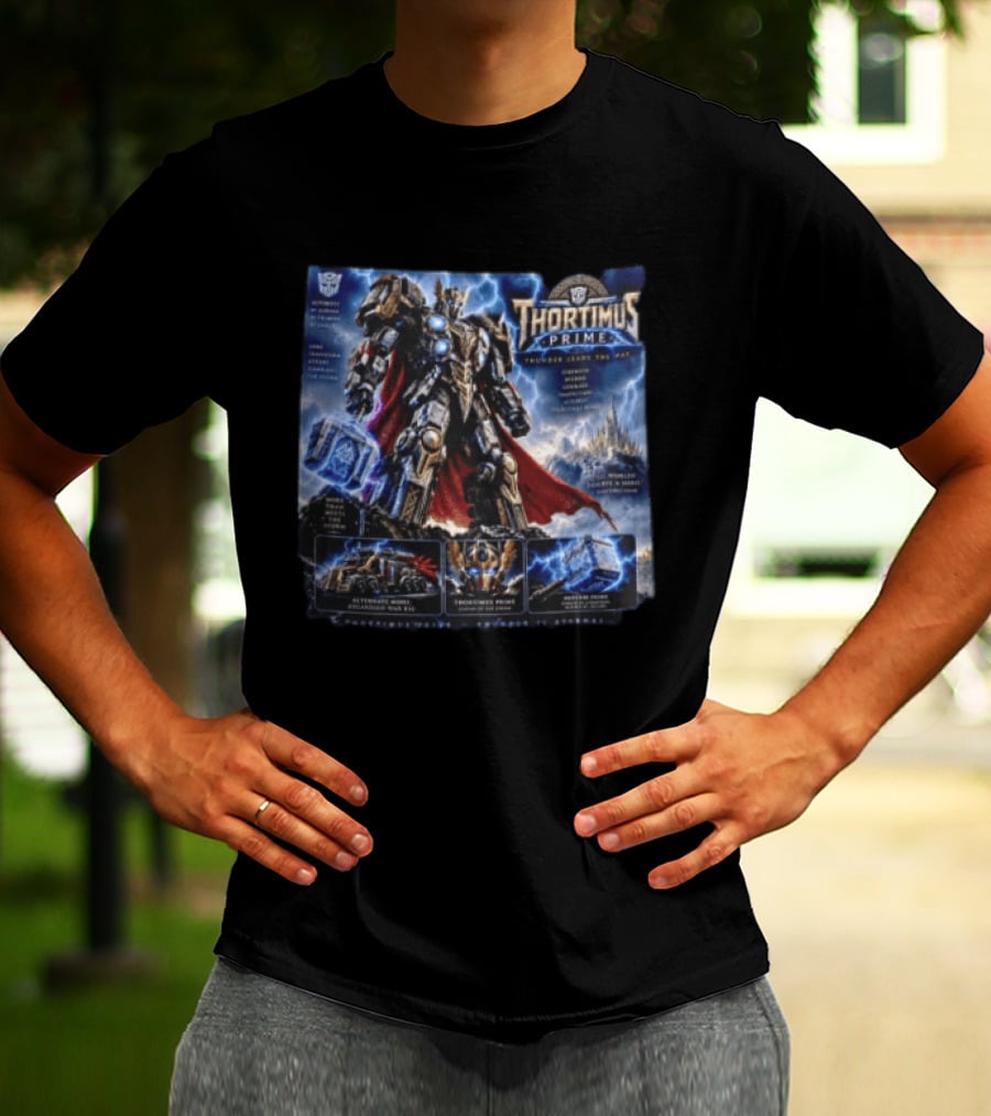 Thortimus Prime Thunder Ceases The War Autobots Hybrid Robot Thor With Hammer Movie T-Shirt