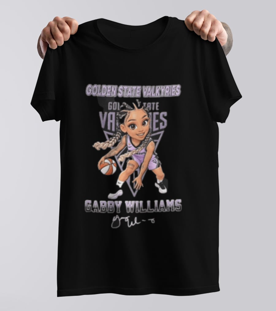 Golden State Valkyries Gabby Williams WNBA Cartoon Caricature Dribbling Basketball T-Shirt