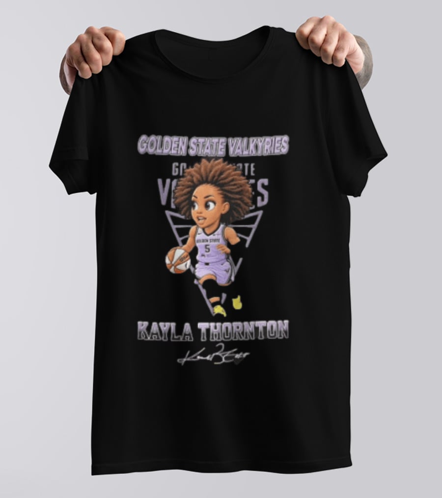 Golden State Valkyries Kayla Thornton Cartoon Caricature Dribbling Basketball WNBA T-Shirt