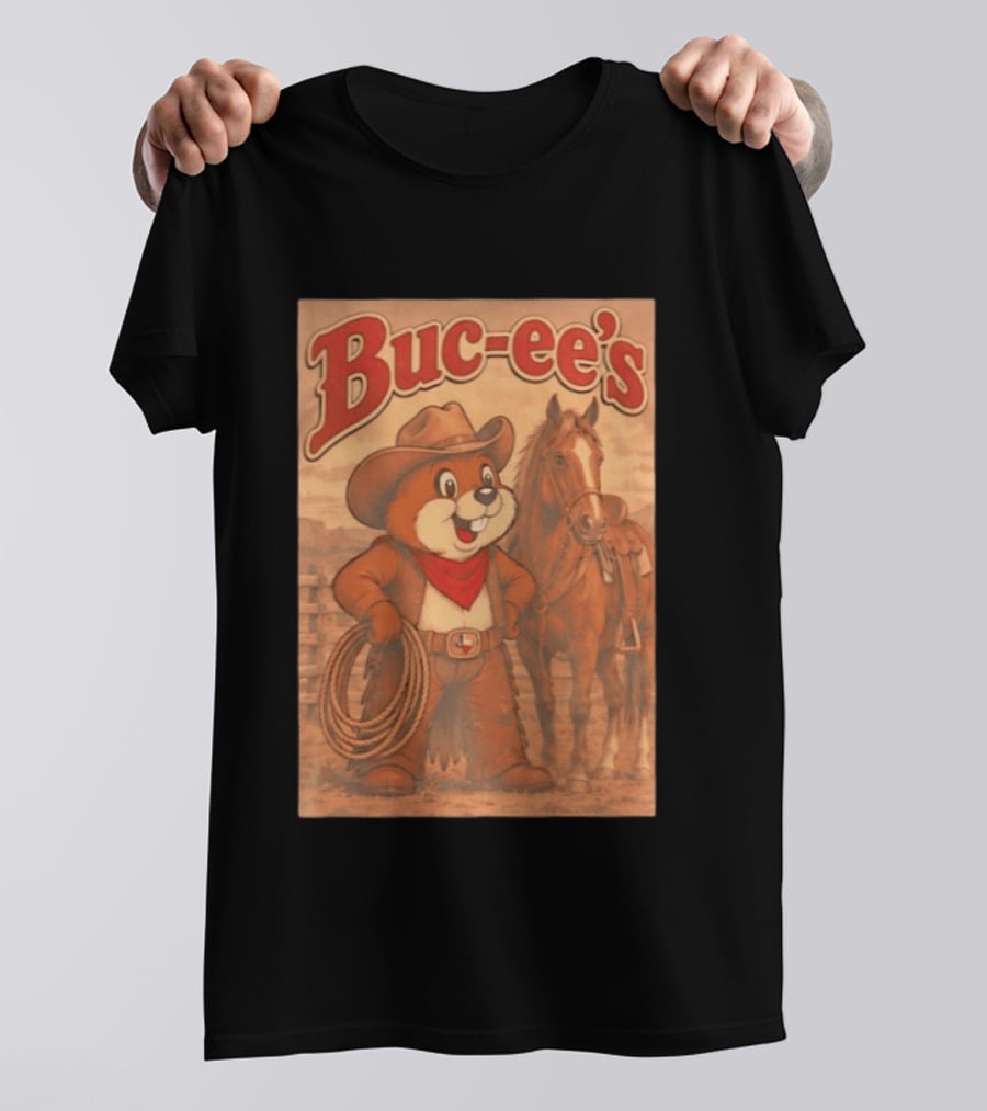 Buc Ee's Cowboy Western Sunset Horse And Lasso T-Shirt