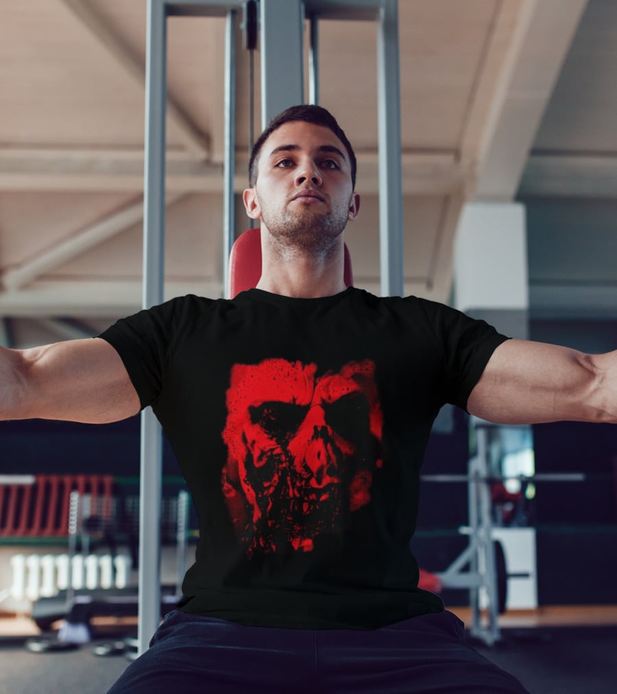 Heavy Spoilers Shop Infected Skull Horror Face T-Shirt