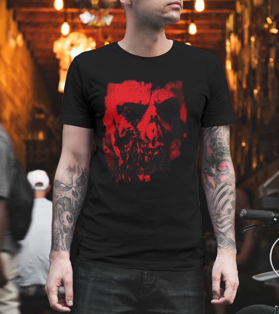 Heavy Spoilers Shop Infected Skull Horror Face T-Shirt