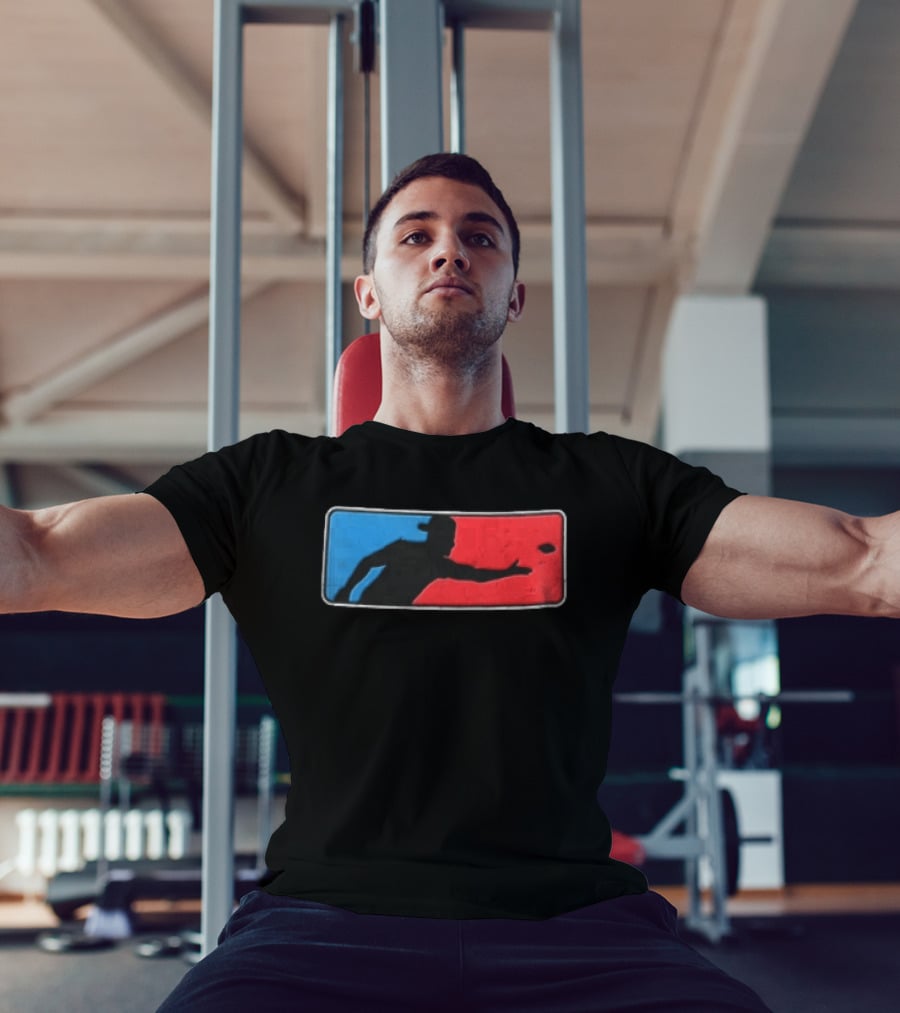 Distressed Red Blue Disc Golf Throwing Silhouette Sports Ultimate T-Shirt